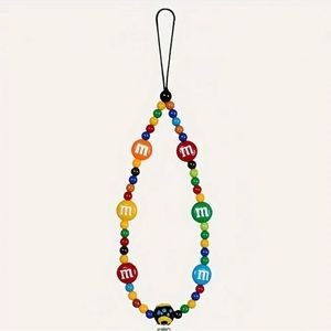 “M” Charm Beaded Chain Bracelet Lanyard for Mobile